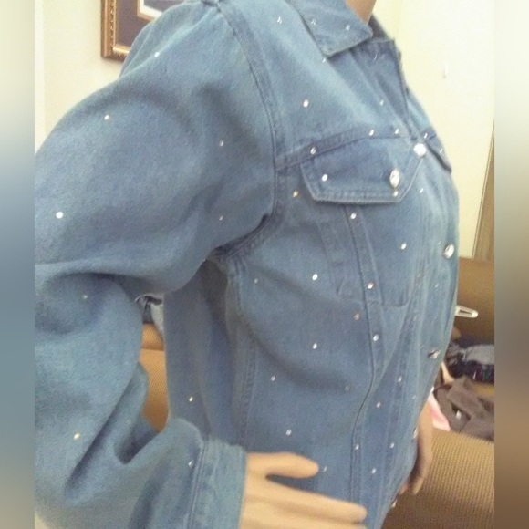 BNWT LADIES JEANS JACKET W/ DIAMOND RHINESTONES BY MILI DESIGNS SZ. SM NORDSTROM - Picture 5 of 7